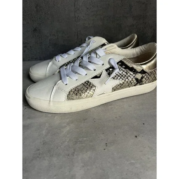 Steve Madden Madden Girls White Multi Snakeskin Star Sneakers Womens Size 7.5 - Picture 11 of 16